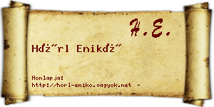 Hörl Enikő névjegykártya
